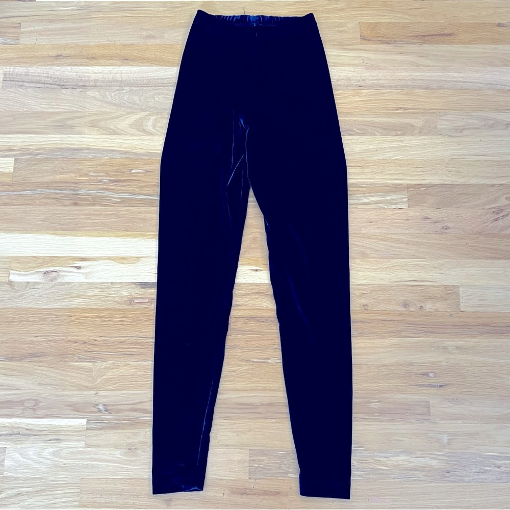 American Apparel Crushed Dark Blue Velvet Leggings